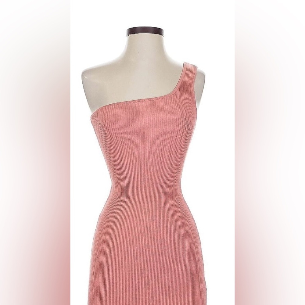 Babaton One-Shoulder Sculpt Knit Ribbed Mini Dress – Size S